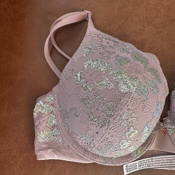 Body by Victoria’s Secret perfect shape push up bra 32D mauve floral shimmer NWT - Picture 3 of 6